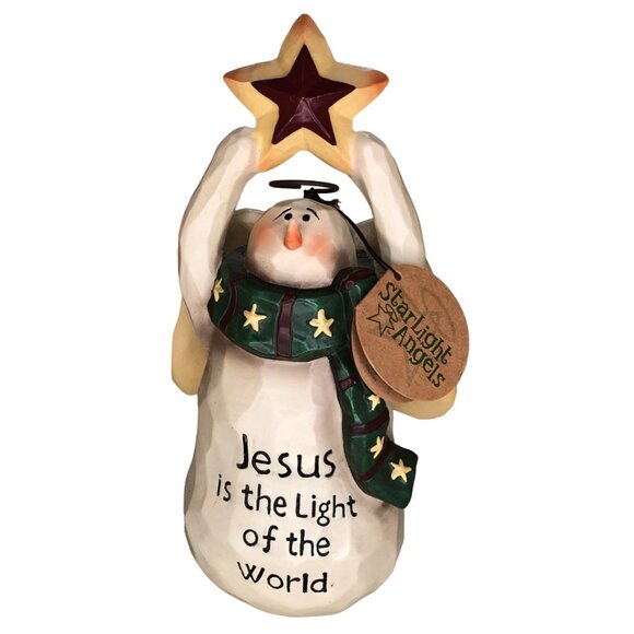 Star Light Angels Snowman "Jesus is the light of the World"  Vintage - Picture 1 of 8